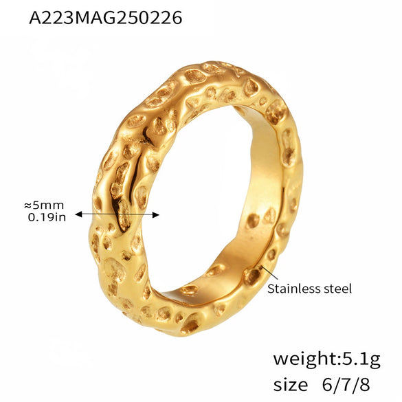 Wholesale Unisex Light Luxury Geometric 316L Stainless Steel 18K Gold Plated Bracelet Ring