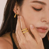 Wholesale Unisex Light Luxury Geometric 316L Stainless Steel 18K Gold Plated Bracelet Ring