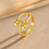 Wholesale Unisex Light Luxury Microinlaid Zircon Ushaped Horseshoe Buckle Adjustable Ring Gold Plated Copper