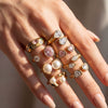 Wholesale Unisex Light Luxury Retro Geometric Zircon Ring Set 18K Gold Plated Adjustable Open Design