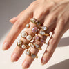 Wholesale Unisex Light Luxury Retro Geometric Zircon Ring Set 18K Gold Plated Adjustable Open Design