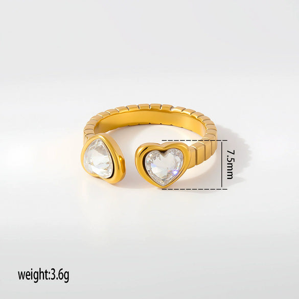 Wholesale Unisex Light Luxury Retro Geometric Zircon Ring Set 18K Gold Plated Adjustable Open Design