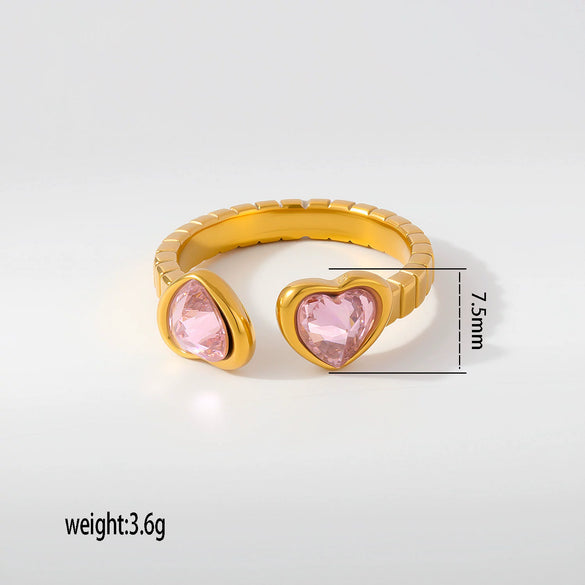Wholesale Unisex Light Luxury Retro Geometric Zircon Ring Set 18K Gold Plated Adjustable Open Design