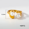 Wholesale Unisex Light Luxury Retro Geometric Zircon Ring Set 18K Gold Plated Adjustable Open Design