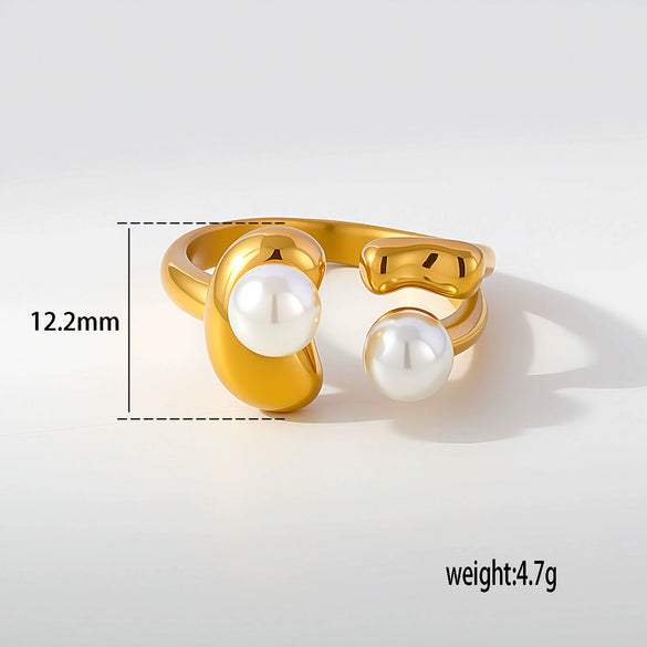 Wholesale Unisex Light Luxury Retro Geometric Zircon Ring Set 18K Gold Plated Adjustable Open Design