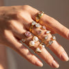 Wholesale Unisex Light Luxury Retro Geometric Zircon Ring Set 18K Gold Plated Adjustable Open Design