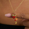 Wholesale Unisex Light Luxury Style Fruit And Flower Shaped Copper Electroplated Pendant Necklace Accessory
