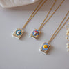Wholesale Unisex Literary Geometric Titanium Steel Necklace With Inlaid Zircon And 18K Gold Plating