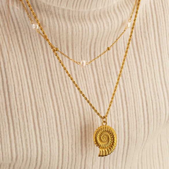 Wholesale Unisex Maillard Style Animals Zodiac Stainless Steel Freshwater Baroque Pearl Clavicle Necklace With Ball Chain 18K Gold Plated