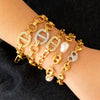 Wholesale Unisex Maillard Style Heart Shape Stainless Steel Electroplated Spliced Necklace And Bracelet