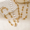 Wholesale Unisex Maillard Style Heart Shape Stainless Steel Electroplated Spliced Necklace And Bracelet