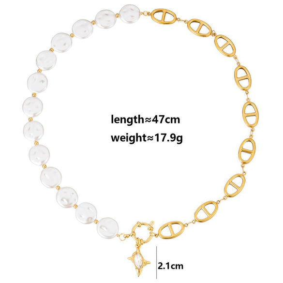 Wholesale Unisex Maillard Style Heart Shape Stainless Steel Electroplated Spliced Necklace And Bracelet