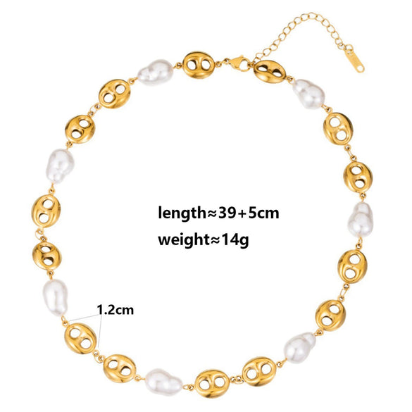 Wholesale Unisex Maillard Style Heart Shape Stainless Steel Electroplated Spliced Necklace And Bracelet