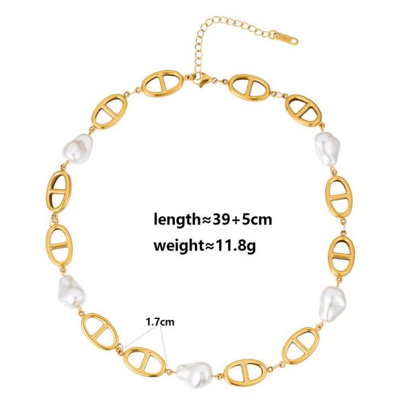 Wholesale Unisex Maillard Style Heart Shape Stainless Steel Electroplated Spliced Necklace And Bracelet