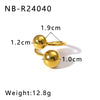Wholesale Unisex Minimalist Design Asymmetric Stainless Steel Ring With Geometric Steel Balls And 18K Furnace Vacuum Plating