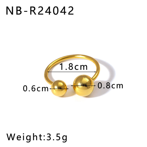 Wholesale Unisex Minimalist Design Asymmetric Stainless Steel Ring With Geometric Steel Balls And 18K Furnace Vacuum Plating