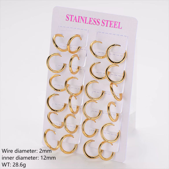 Wholesale Unisex Minimalist Geometric Circle Ear Buckle 18K Gold Vacuum Plated 304 Stainless Steel
