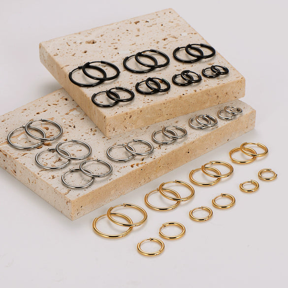 Wholesale Unisex Minimalist Geometric Circle Ear Buckle 18K Gold Vacuum Plated 304 Stainless Steel