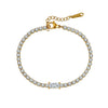 Wholesale Unisex Minimalist Highend Tennis Bracelet With Full Diamond Zirconia Stainless Steel Real Gold Plated Geometric Design