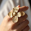 Wholesale Unisex Modern Minimalist Electroplated Stainless Steel Flower Pattern Accessories Rings Jewelry