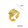Wholesale Unisex Modern Minimalist Geometric Copper Zircon H Letter Diamondencrusted Open Ring With Polished Plating