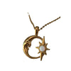 Wholesale Unisex Mori Style Geometric Hollow Star Moon Opal Inlaid Copper Electroplated Pendant Necklace With Ochain