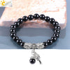 Wholesale Unisex Natural Black Agate And Alloy Accessories Bracelet With Tree Of Life Design And Baking Varnish Treatment