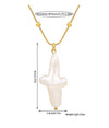 Wholesale Unisex Natural Freshwater Baroque Pearl Alien Shape Cross Pendant Titanium Steel Jewelry