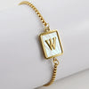 Wholesale Unisex Natural Shell Letter Stainless Steel Bracelet With Vacuum Electroplated Square Bead Chain