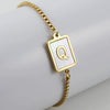 Wholesale Unisex Natural Shell Letter Stainless Steel Bracelet With Vacuum Electroplated Square Bead Chain