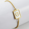 Wholesale Unisex Natural Shell Letter Stainless Steel Bracelet With Vacuum Electroplated Square Bead Chain