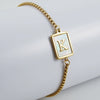 Wholesale Unisex Natural Shell Letter Stainless Steel Bracelet With Vacuum Electroplated Square Bead Chain