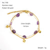 Wholesale Unisex Natural Stone And 316L Stainless Steel Heart Pattern Electroplated Bracelet