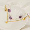 Wholesale Unisex Natural Stone And 316L Stainless Steel Heart Pattern Electroplated Bracelet