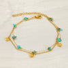 Wholesale Unisex Natural Stone And 316L Stainless Steel Heart Pattern Electroplated Bracelet