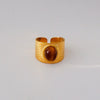 Wholesale Unisex Natural Stone Geometric Stainless Steel Electroplated Rings Vintage Light Luxury Mid Century Style