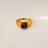 Wholesale Unisex Natural Stone Geometric Stainless Steel Electroplated Rings Vintage Light Luxury Mid Century Style