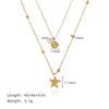 Wholesale Unisex Natural Style Double Layer Starfish Shell Clavicle Chain Stacked Necklace Titanium Steel 18K Gold Vacuum Plated