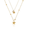 Wholesale Unisex Natural Style Double Layer Starfish Shell Clavicle Chain Stacked Necklace Titanium Steel 18K Gold Vacuum Plated