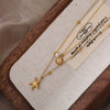 Wholesale Unisex Natural Style Double Layer Starfish Shell Clavicle Chain Stacked Necklace Titanium Steel 18K Gold Vacuum Plated