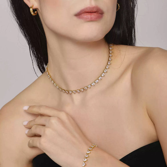 Wholesale Unisex Niche Electroplated Titanium Steel Chain Ferris Wheel 5A Zircon Jewelry Set Necklace Bracelet