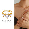 Wholesale Unisex Niche Geometric Ferris Wheel Inlaid Zircon Stainless Steel Goldplated Adjustable Opening Ring