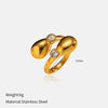 Wholesale Unisex Open Stainless Steel Rings With Flower And Geometric Patterns 18K Gold Plated