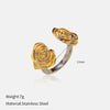 Wholesale Unisex Open Stainless Steel Rings With Flower And Geometric Patterns 18K Gold Plated