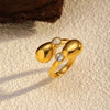 Wholesale Unisex Open Stainless Steel Rings With Flower And Geometric Patterns 18K Gold Plated