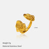 Wholesale Unisex Open Stainless Steel Rings With Flower And Geometric Patterns 18K Gold Plated