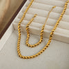 Wholesale Unisex Oval Blade Stitching Chain Design Electroplated Titanium Steel Jewelry Suit Necklace Bracelet