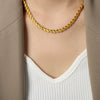 Wholesale Unisex Oval Blade Stitching Chain Design Electroplated Titanium Steel Jewelry Suit Necklace Bracelet