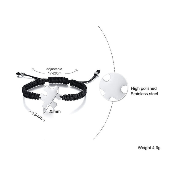 Wholesale Unisex Personality Geometric Adjustable Titanium Steel And Nylon Rope Cross Woven Bracelet