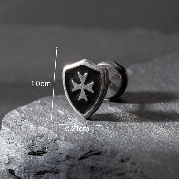 Wholesale Unisex Piercing Earrings Stainless Steel Cast Cross Punk Fashion Retro Polished